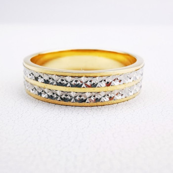 Alliance Diamantée Bicolore Jaune et Blanc Or 750 - 18 carats