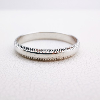 Alliance Bords Perlés Or Blanc 750 - 18 carats