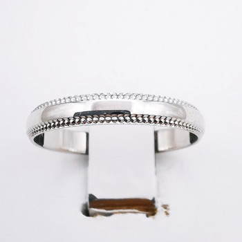 Alliance Bords Perlés Or Blanc 750 - 18 carats