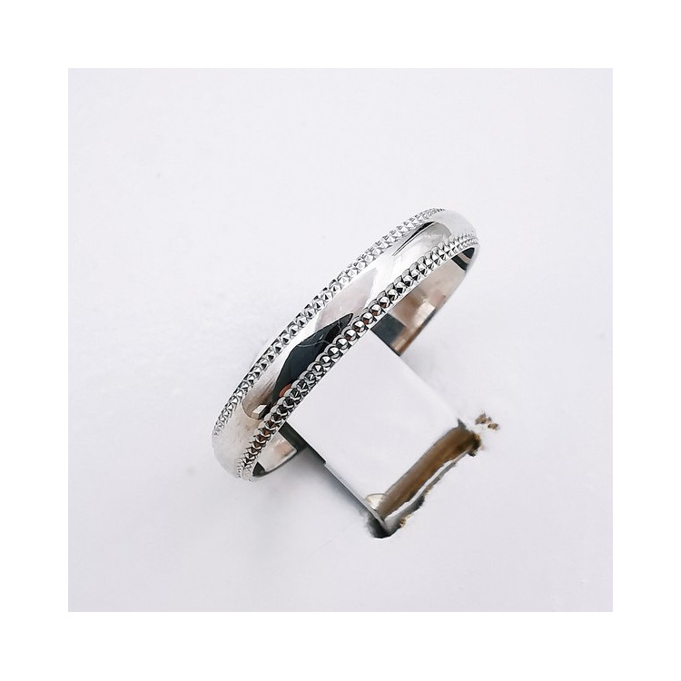 Alliance Bords Perlés Or Blanc 750 - 18 carats
