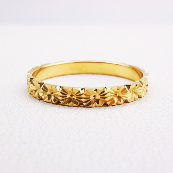 Alliance "Happiness" Ciselée Or Jaune 750 - 18 carats
