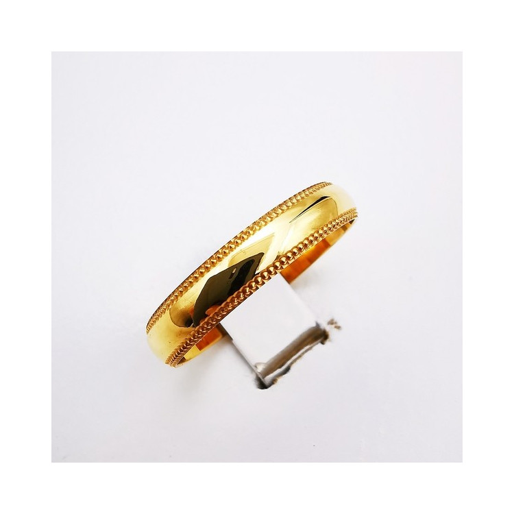 Alliance Bords Perlés 4 mm Or Jaune 750 - 18 carats