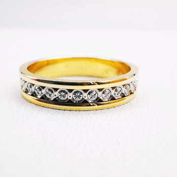 Alliance Effet Diamanté Ciselé Bicolore Or Jaune et Or Blanc 750 - 18 carats