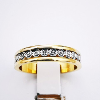 Alliance Effet Diamanté Ciselé Bicolore Or Jaune et Or Blanc 750 - 18 carats