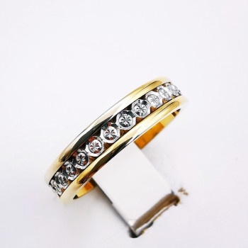 Alliance Effet Diamanté Ciselé Bicolore Or Jaune et Or Blanc 750 - 18 carats
