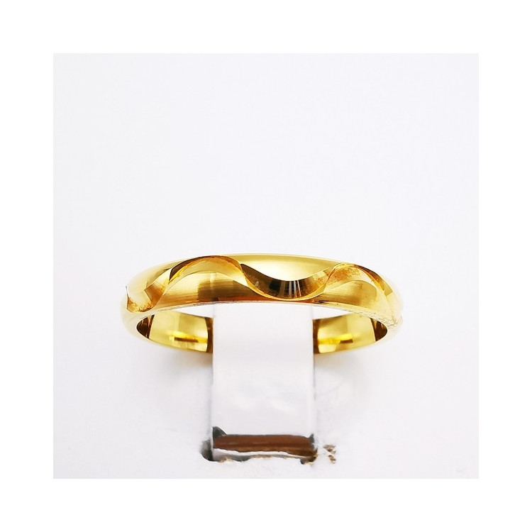 Alliance Ciselée Vagues Or Jaune 750 - 18 carats