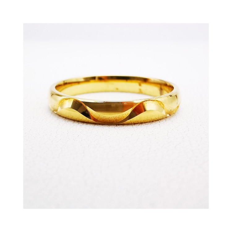 Alliance Ciselée Vagues Or Jaune 750 - 18 carats