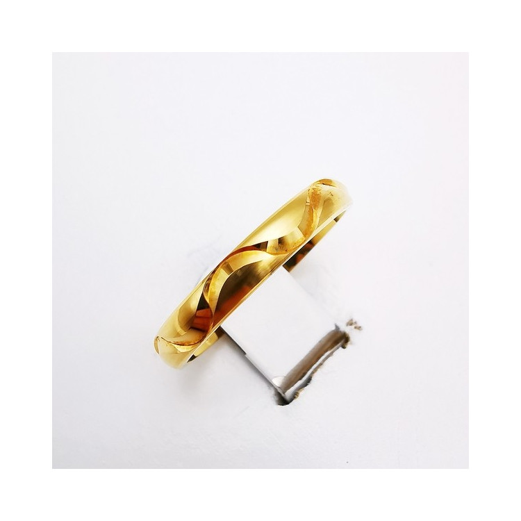 Alliance Ciselée Vagues Or Jaune 750 - 18 carats