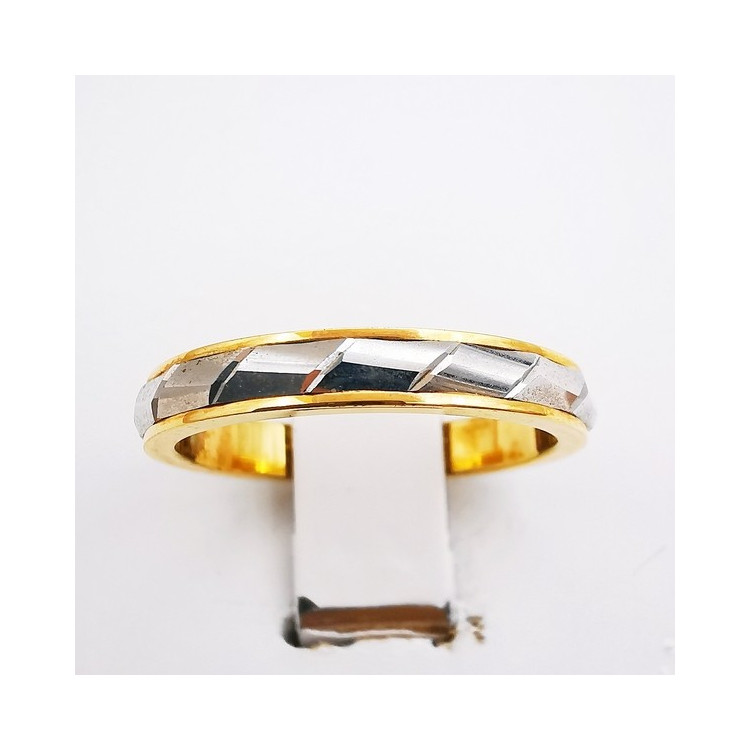Alliance Ciselée Bicolore Or Jaune et Blanc 750 - 18 carats