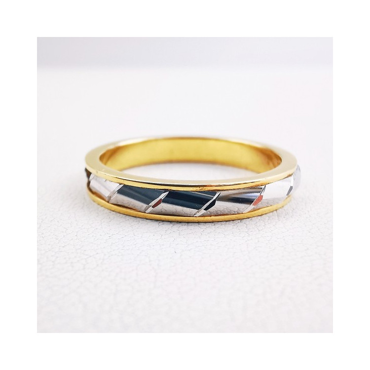 Alliance Ciselée Bicolore Or Jaune et Blanc 750 - 18 carats