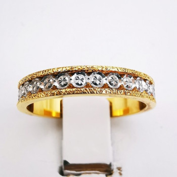 Alliance Ciselée Bicolore Or Jaune et Or Blanc 750 - 18 carats