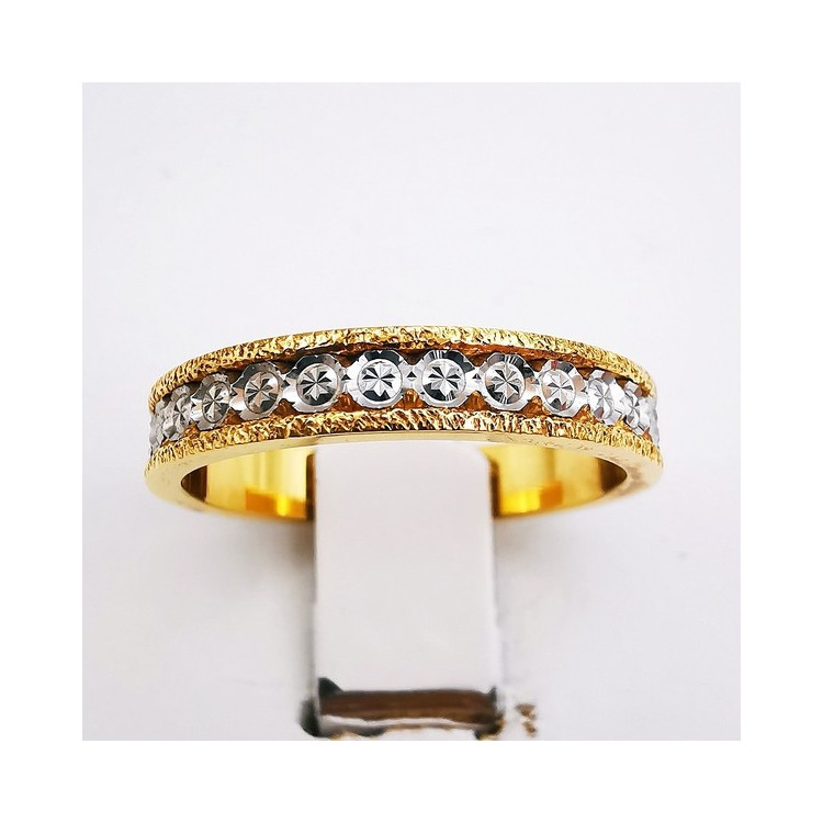 Alliance Ciselée Bicolore Or Jaune et Or Blanc 750 - 18 carats