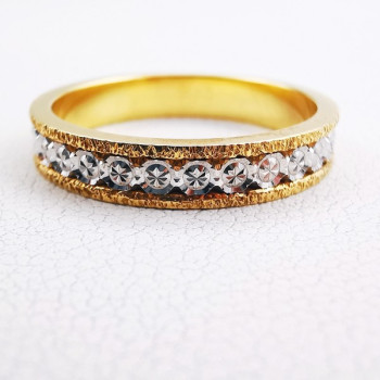 Alliance Ciselée Bicolore Or Jaune et Or Blanc 750 - 18 carats