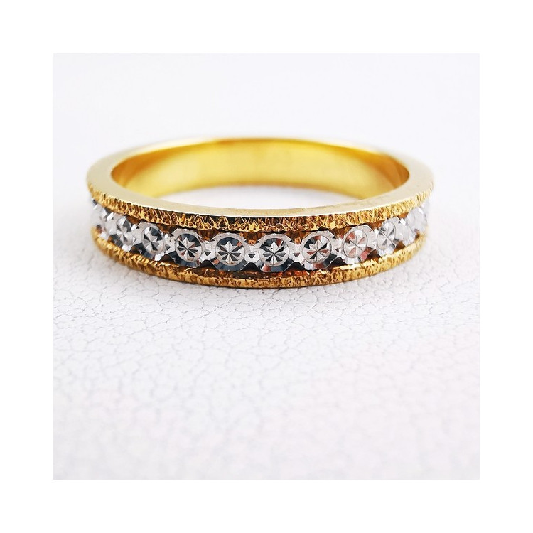 Alliance Ciselée Bicolore Or Jaune et Or Blanc 750 - 18 carats