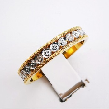Alliance Ciselée Bicolore Or Jaune et Or Blanc 750 - 18 carats