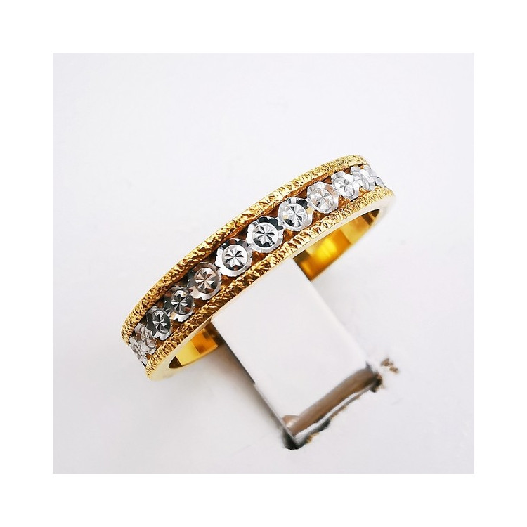 Alliance Ciselée Bicolore Or Jaune et Or Blanc 750 - 18 carats