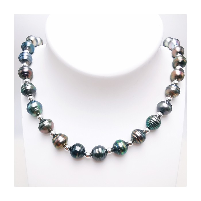 Collier de Perles de Tahiti Cerclées Or blanc 750 - 18 carats (Bijou d'occasion)
