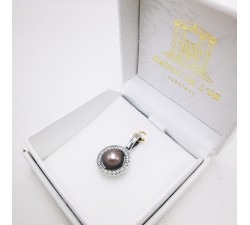 Pendentif Perle de Tahiti Diamants Or Blanc 750 (18 carats)