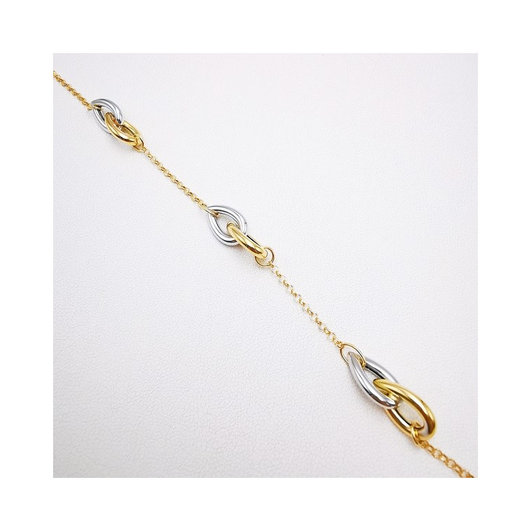 Bracelet Motifs Gouttes Bicolore Or 750 - 18 carats