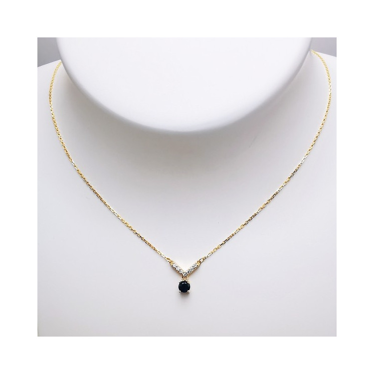 Collier Saphir Diamants Or Jaune 750 - 18 carats