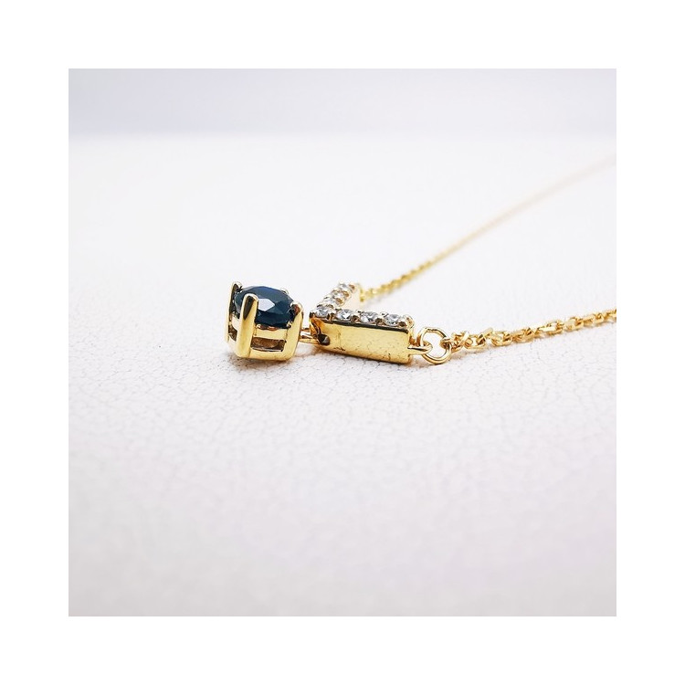Collier Saphir Diamants Or Jaune 750 - 18 carats