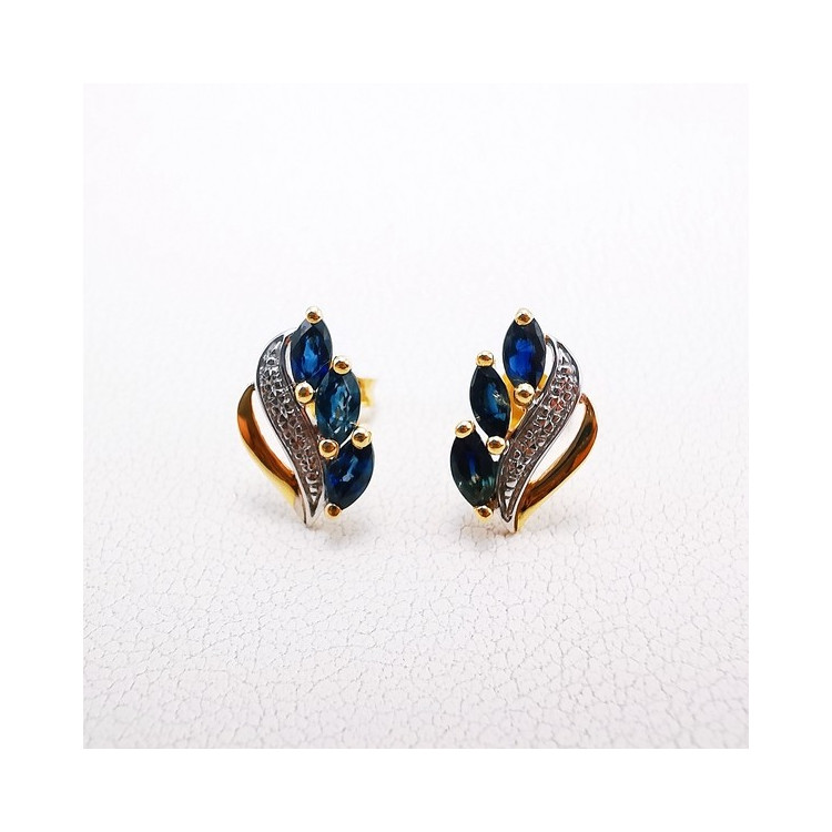 Boucles d'oreilles Saphir Or Jaune 750 - 18 carats