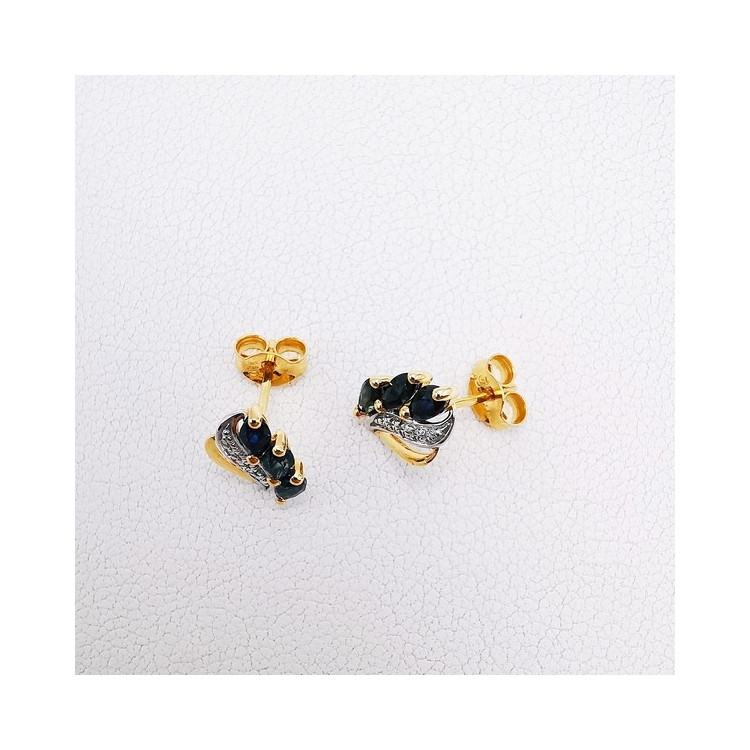 Boucles d'oreilles Saphir Or Jaune 750 - 18 carats