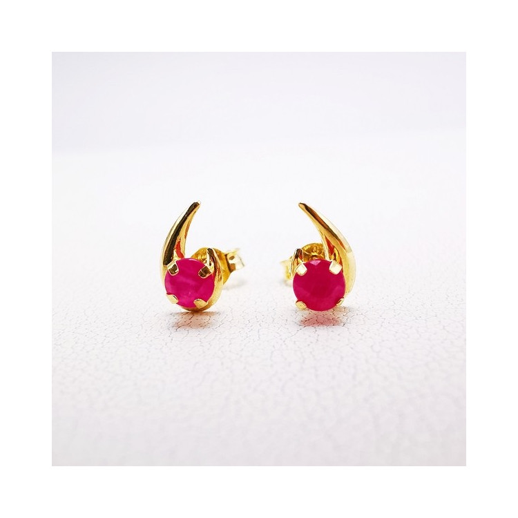 Boucles d'oreilles Puces Rubis Or Jaune 750 - 18 carats