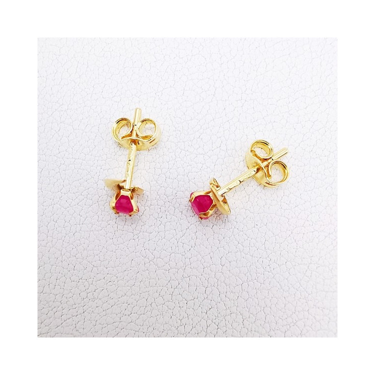 Boucles d'oreilles Puces Rubis Or Jaune 750 - 18 carats