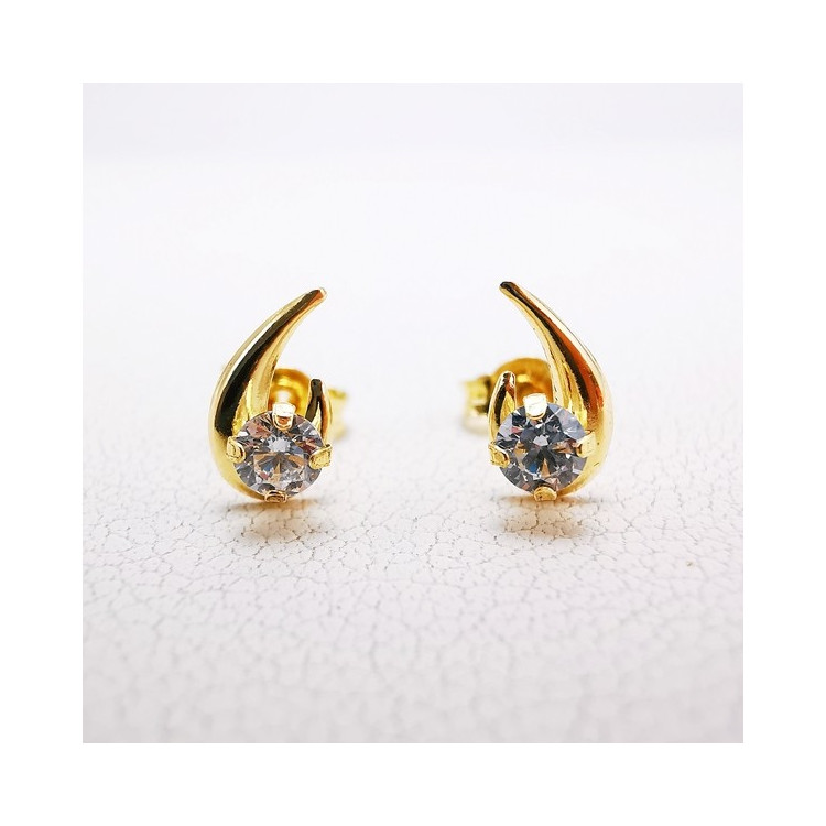 Boucles d'Oreilles Puces Oxydes de Zirconium Or Jaune 750 - 18 carats