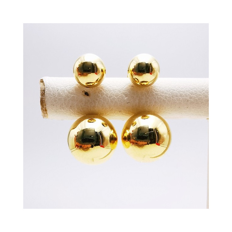Boucles d'Oreilles Boules Or Jaune 750 - 18 carats