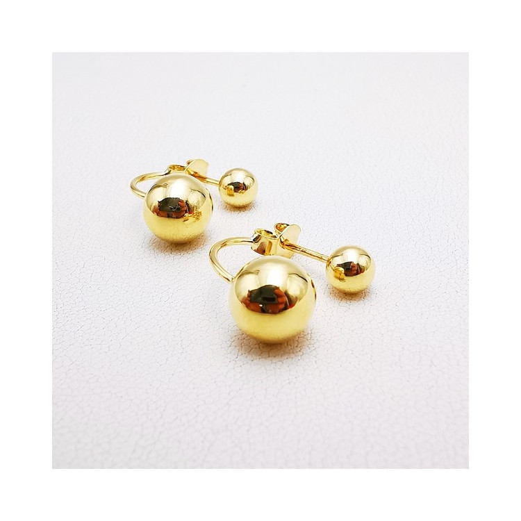 Boucles d'Oreilles Boules Or Jaune 750 - 18 carats