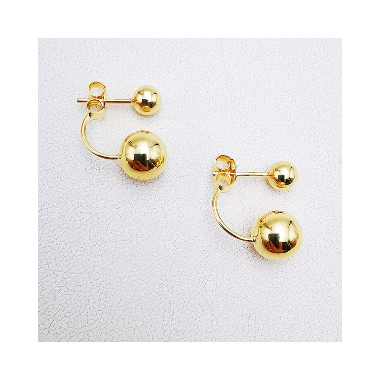 Boucles d'Oreilles Boules Or Jaune 750 - 18 carats