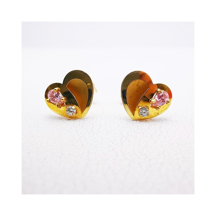 Boucles d'oreilles Puces Oxydes de Zirconium Or Jaune 750 - 18 carats