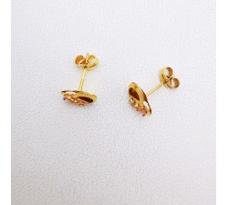 Boucles d'oreilles Puces Oxydes de Zirconium Or Jaune 750 - 18 carats