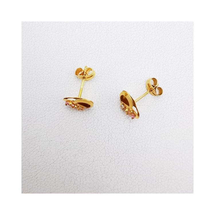 Boucles d'oreilles Puces Oxydes de Zirconium Or Jaune 750 - 18 carats