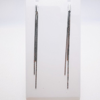 Boucles D'oreilles Or Blanc 18 Carats Saphir Et Diamant - Dormeuses Pendantes
