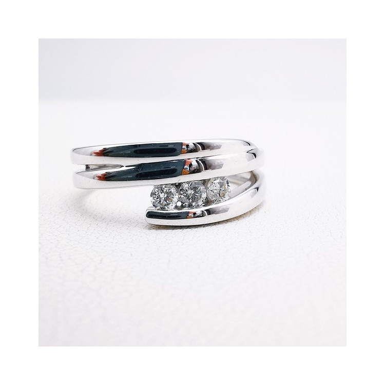 Bague Trilogie Diamants Or Blanc 750 - 18 carats
