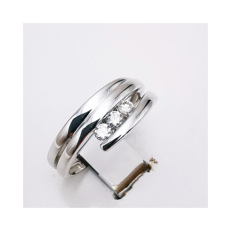 Bague Trilogie Diamants Or Blanc 750 - 18 carats