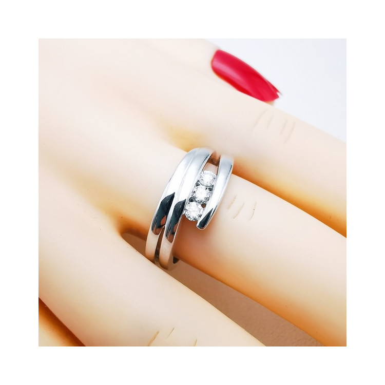 Bague Trilogie Diamants Or Blanc 750 - 18 carats