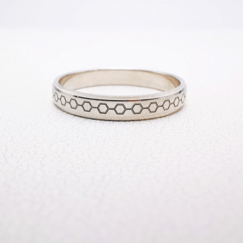 Alliance "Print Molécules" 3 mm Or Blanc 750 - 18 carats