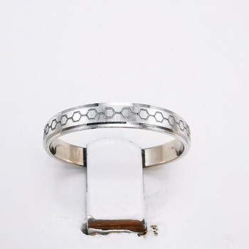 Alliance "Print Molécules" 3 mm Or Blanc 750 - 18 carats