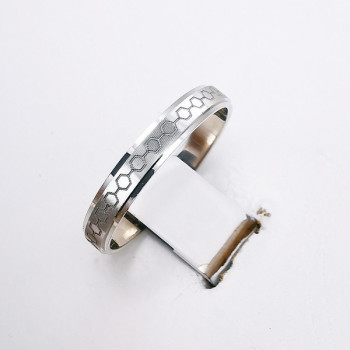 Alliance "Print Molécules" 3 mm Or Blanc 750 - 18 carats