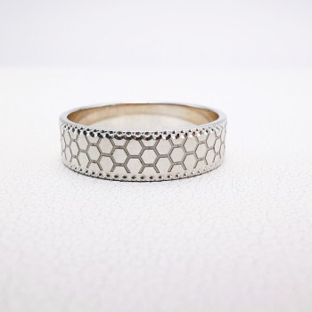 Alliance "Print Nid d'abeille" 5 mm Or Blanc 750 - 18 carats