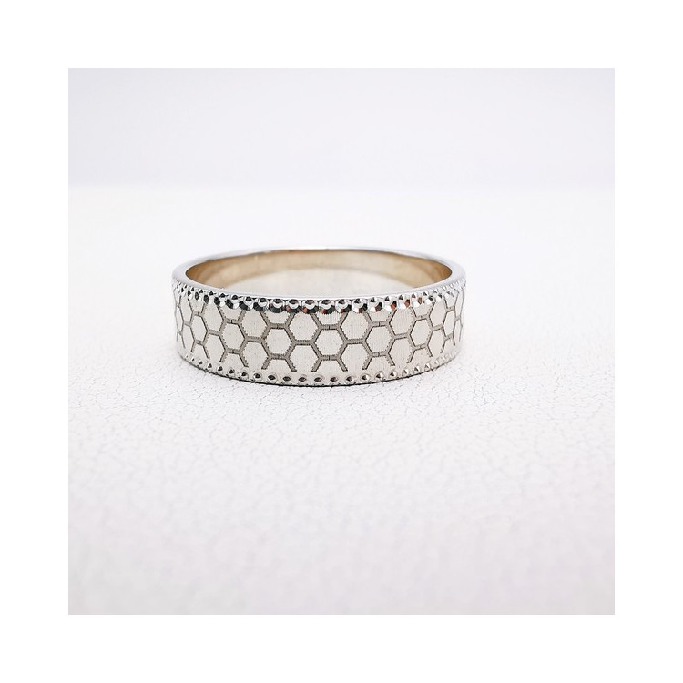 Alliance "Print Nid d'abeille" 5 mm Or Blanc 750 - 18 carats