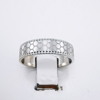 Alliance "Print Nid d'abeille" 5 mm Or Blanc 750 - 18 carats