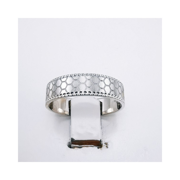 Alliance "Print Nid d'abeille" 5 mm Or Blanc 750 - 18 carats