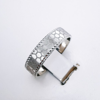 Alliance "Print Nid d'abeille" 5 mm Or Blanc 750 - 18 carats