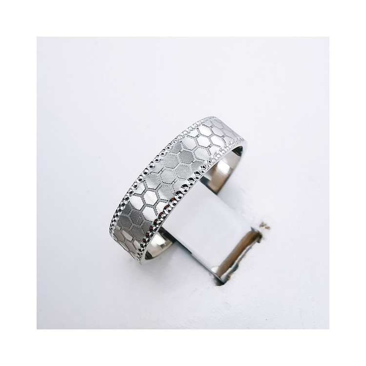 Alliance "Print Nid d'abeille" 5 mm Or Blanc 750 - 18 carats