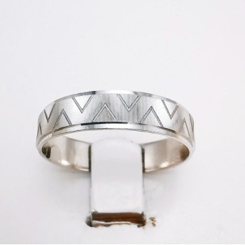 Alliance "Print Triangle" 5 mm Or Blanc 750 - 18 carats
